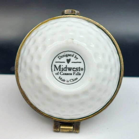 Midwest of Cannon Falls PHB Porcelain Golf Ball Hinged Trinket Box - Picture 4 of 7